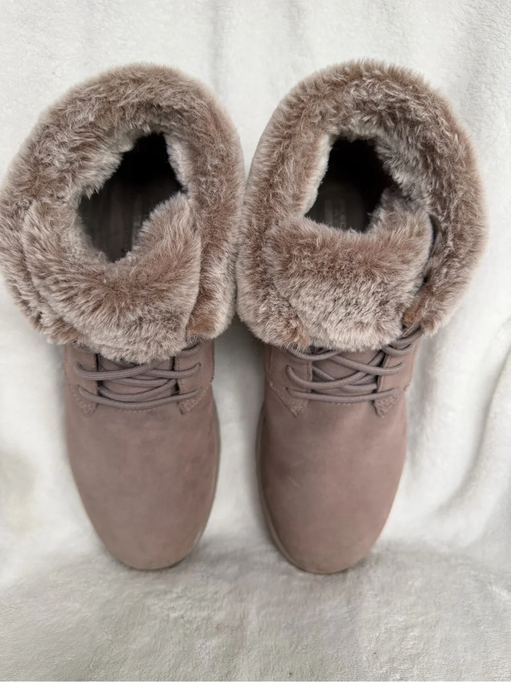Skechers On-the-Go City 2 Winter Wishes Taupe Suede Ankle Boots 11